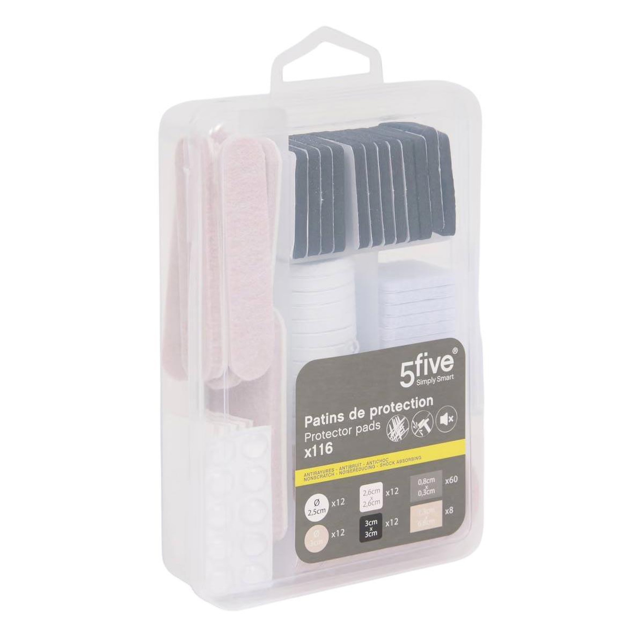 FIVE Lot de 116 patins de protection  feutre  6cm blanc