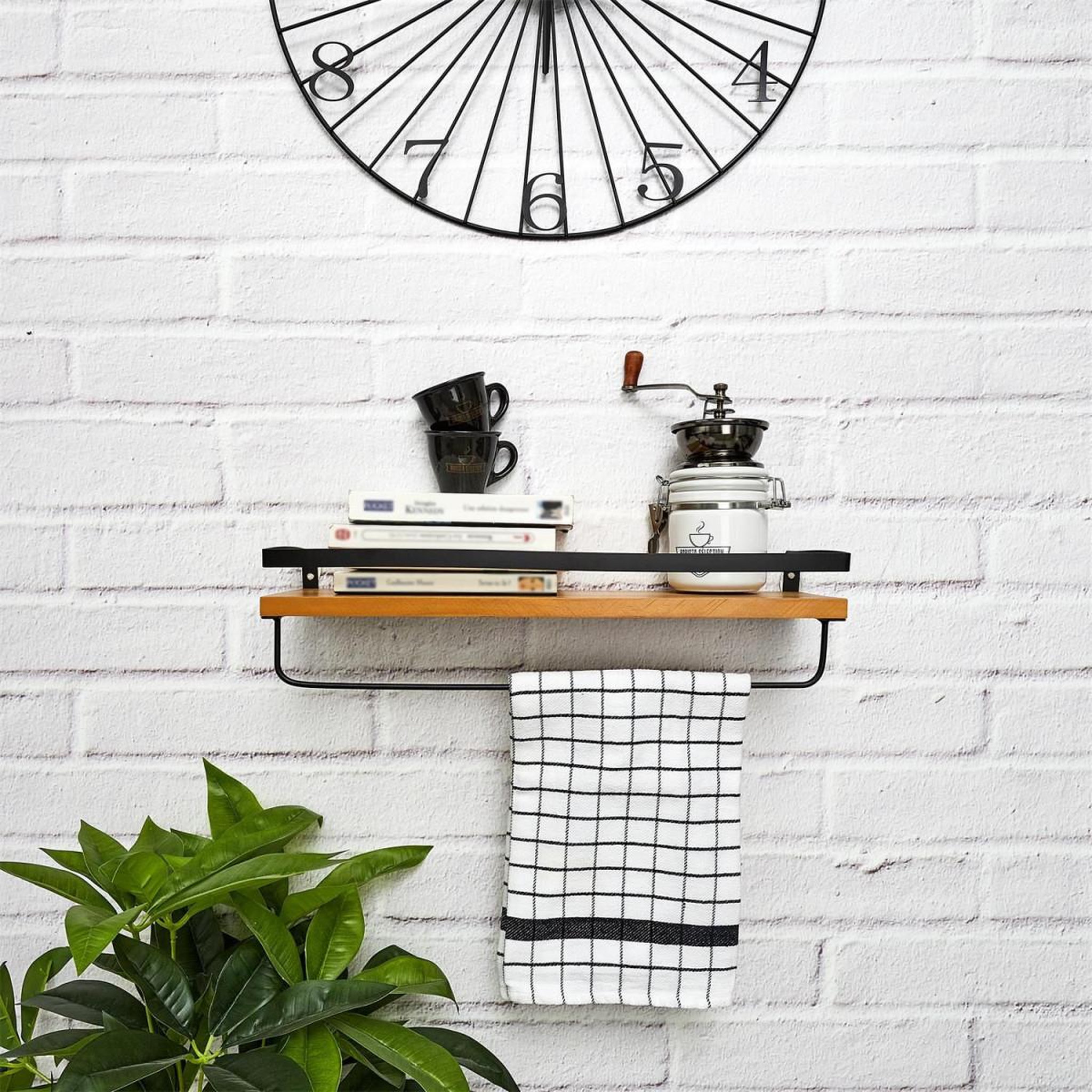 Voir la diapositive 4 : The Home Deco Factory Étagère murale en bois  industriel  44cm marron