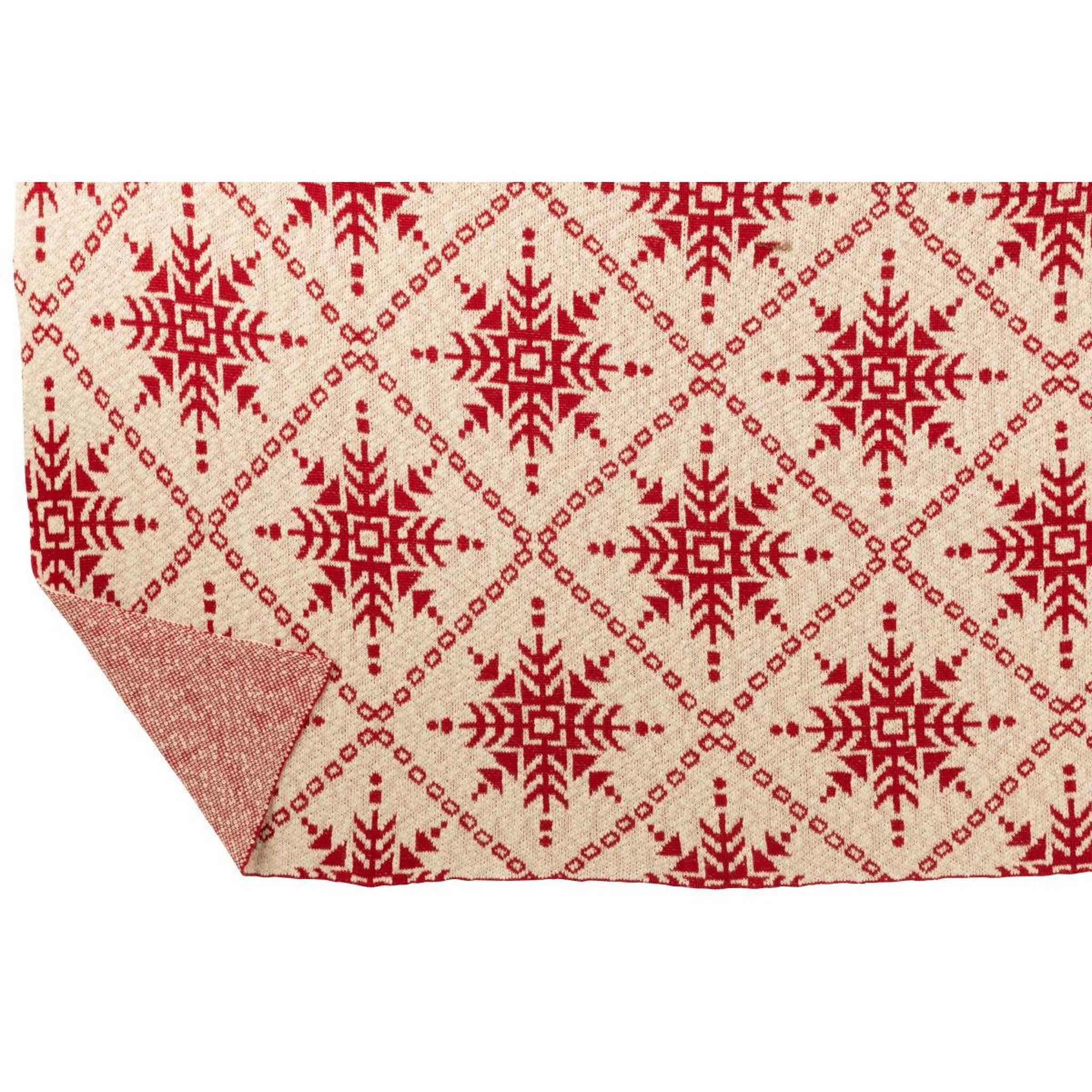 Voir la diapositive 4 : J-LINE Plaid imprimé  flocons de neige  130x180cm blanc cassé