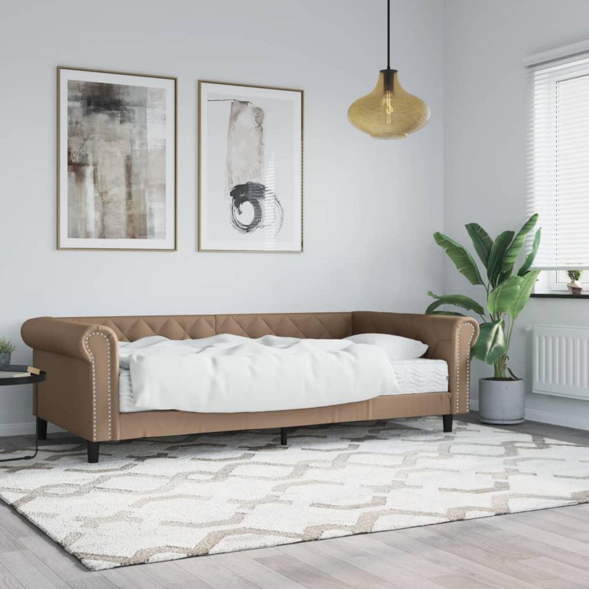 VIDAXL Lit de jour avec matelas cappuccino 90x200 cm similicuir