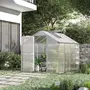 OUTSUNNY Serre de jardin aluminium polycarbonate 4,6 m² dim. 2,42L x 1,9l x 1,95H m fondation lucarne porte loquet