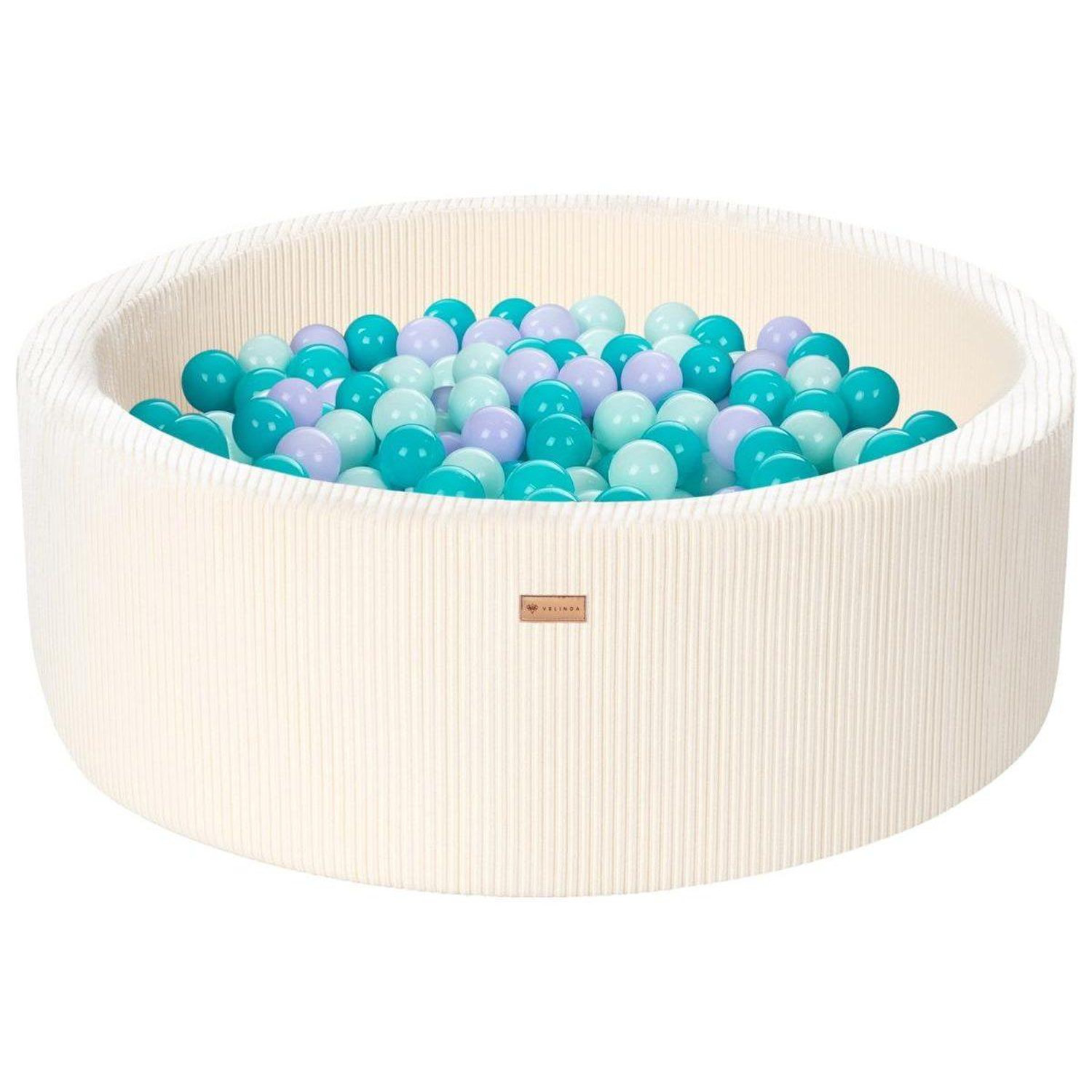 Piscine À Balles Velinda 300 Balles Diamètre 90 Cm Crème Velours Côtelé - vue 2