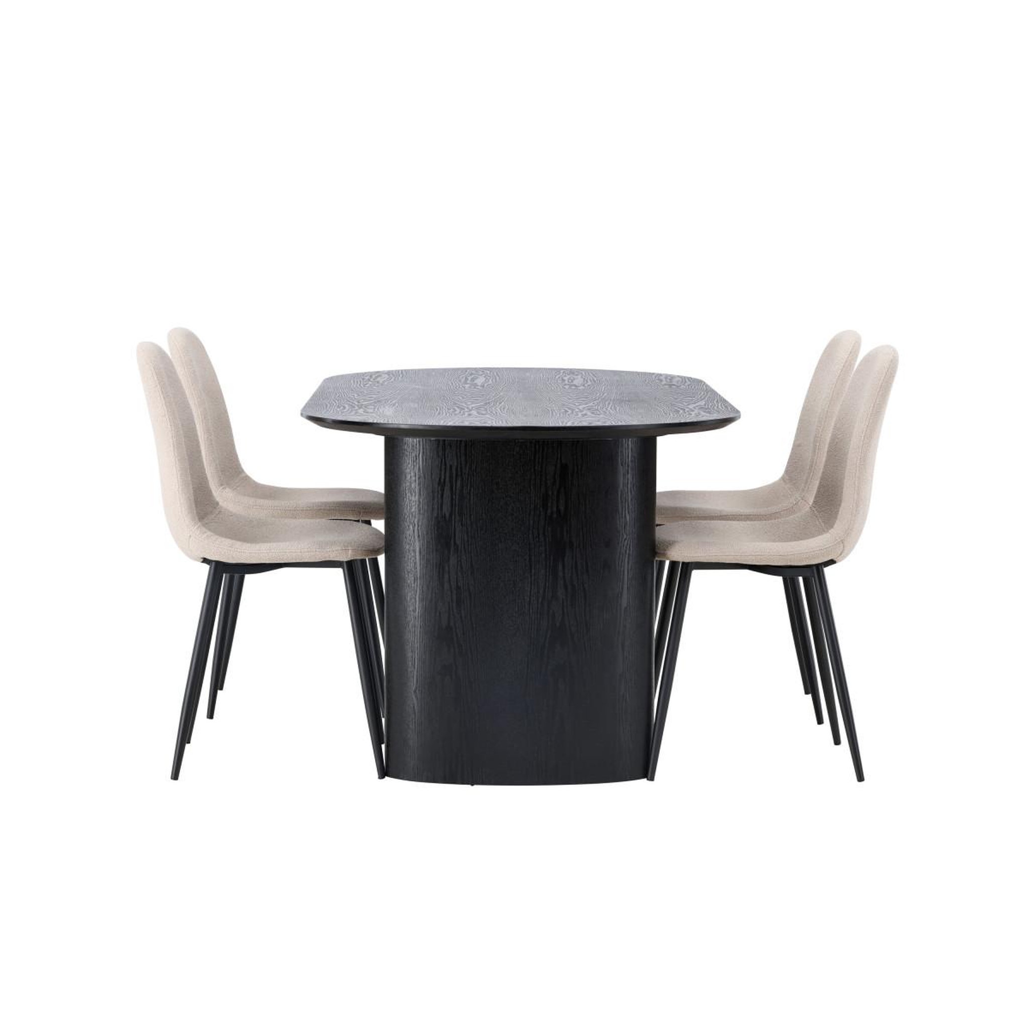 Voir la diapositive 2 : Paris Prix Ensemble table à manger & 4 chaises  isolde & polar  180cm noir & beige