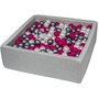  Piscine à balles pour enfant, 90x90 cm, Aire de jeu + 450 balles perle, rose, argent