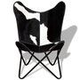 Voir la diapositive 6 : VIDAXL Chaise papillon noir et blanc cuir de vache