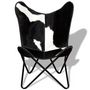 Voir la diapositive 6 : VIDAXL Chaise papillon noir et blanc cuir de vache