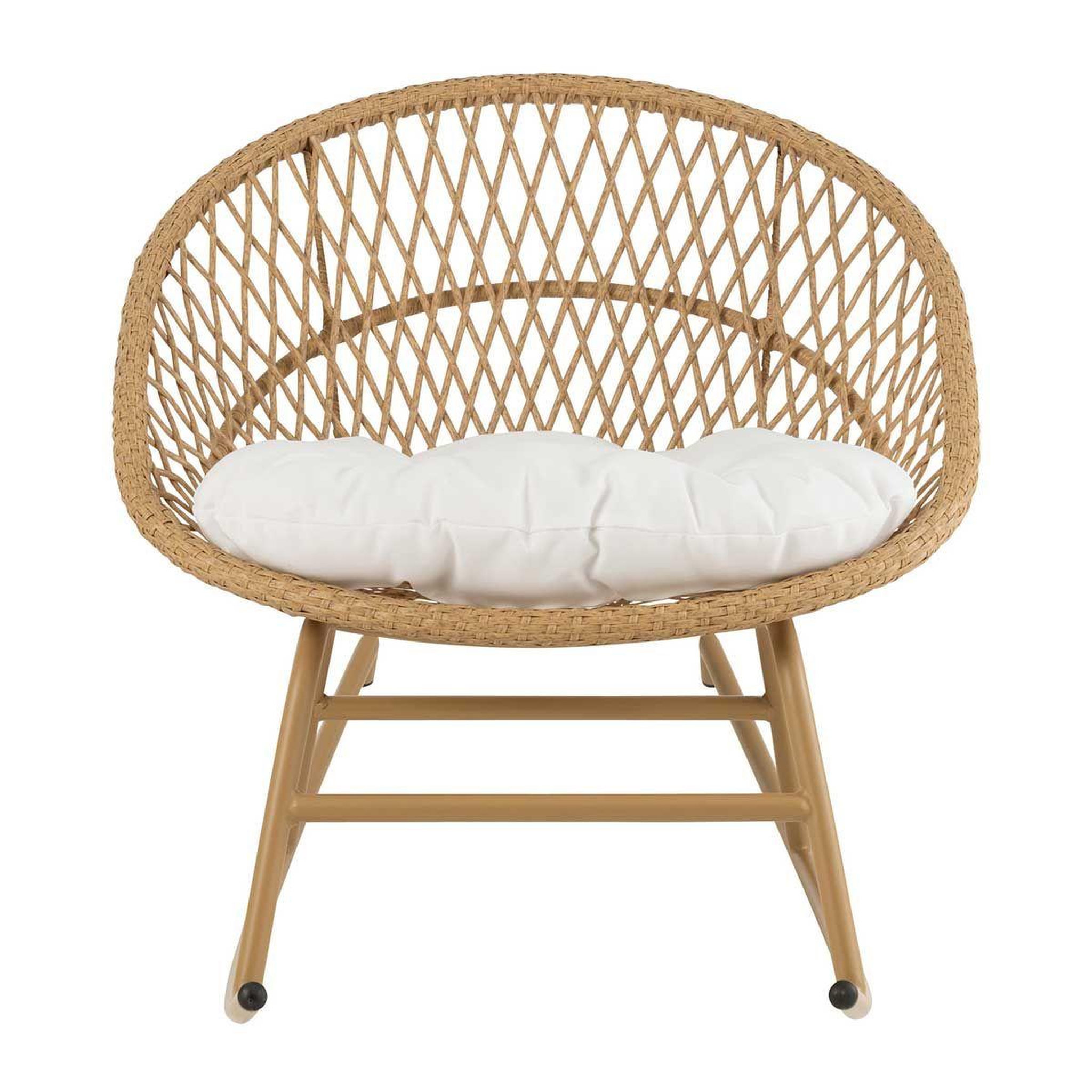 Voir la diapositive 2 : J-LINE Fauteuil à Bascule Design  Zayo  107cm Beige