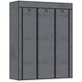 Voir la diapositive 1 : HOMCOM Armoire penderie multi-rangement - 8 étagères, 2 barres - dim. 125L x 43l x 162,5H cm - acier noir non tissé gris
