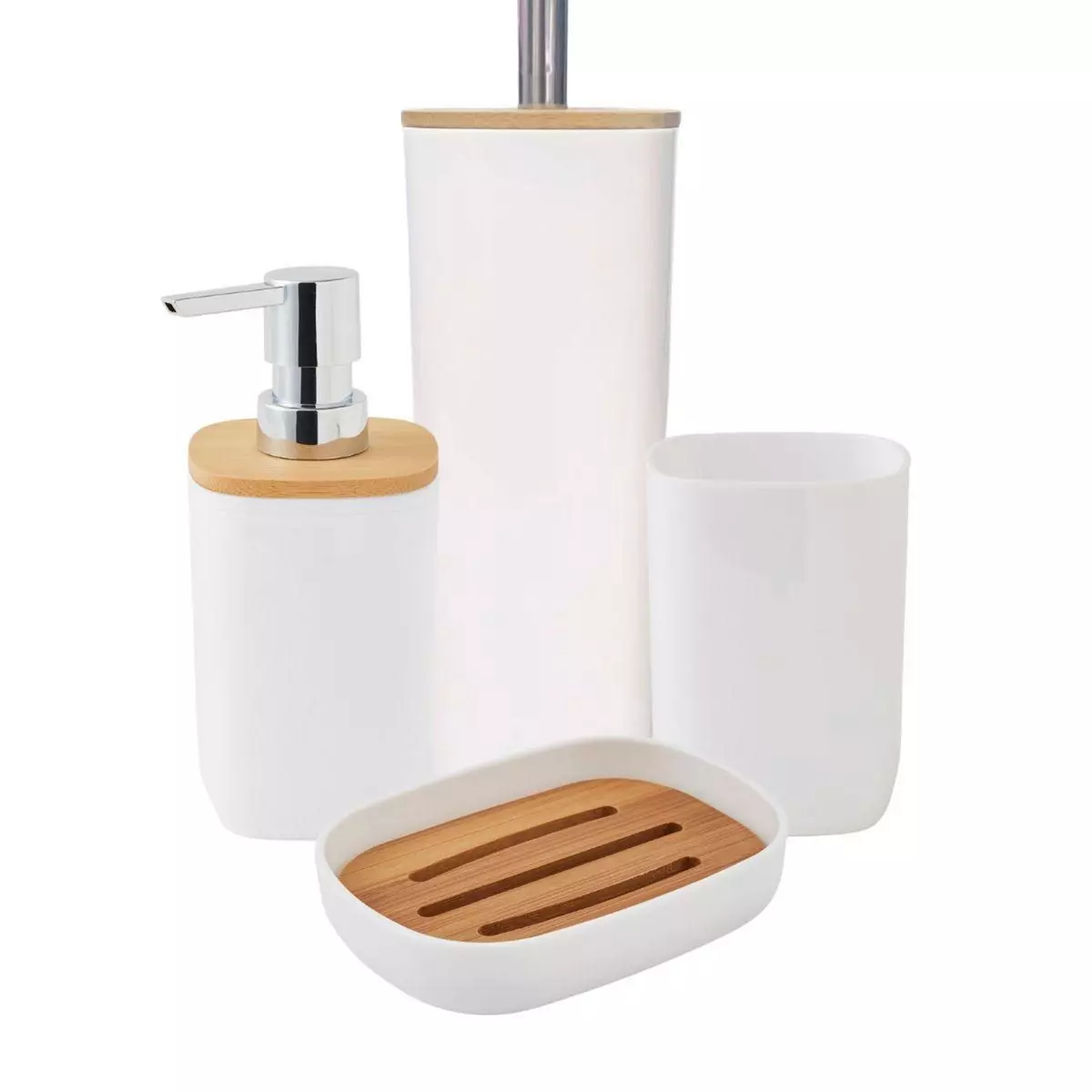 GUY LEVASSEUR Set de salle de bain  en plastique et bambou blanc