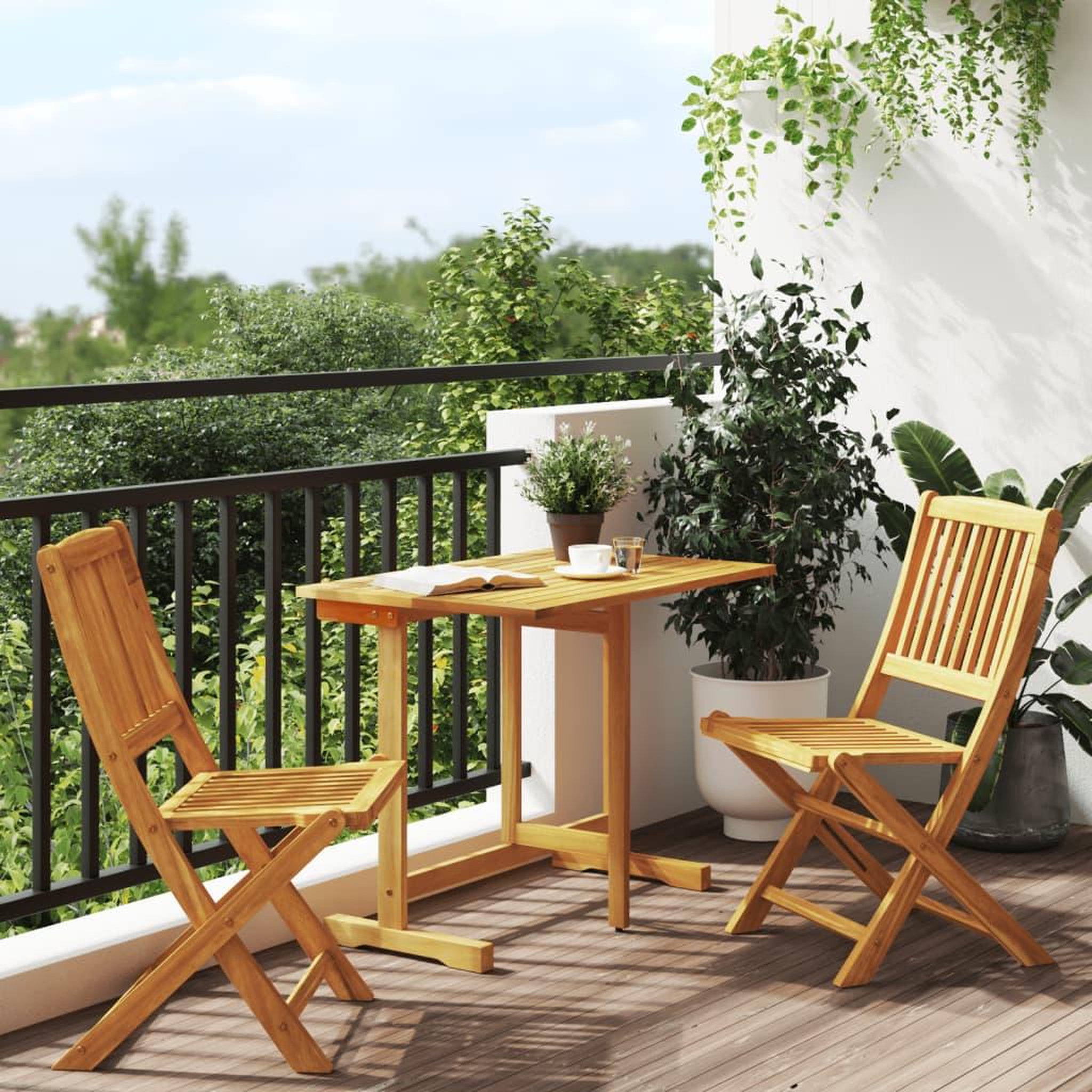 VIDAXL Ensemble a manger de jardin pliable 3 pcs bois d'acacia massif