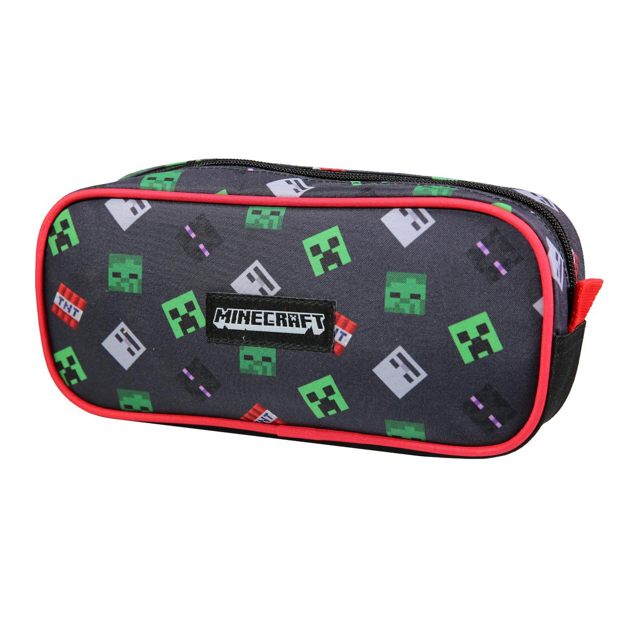 Voir la diapositive 2 : Bagtrotter BAGTROTTER  Trousse scolaire rectangulaire Minecraft Noir
