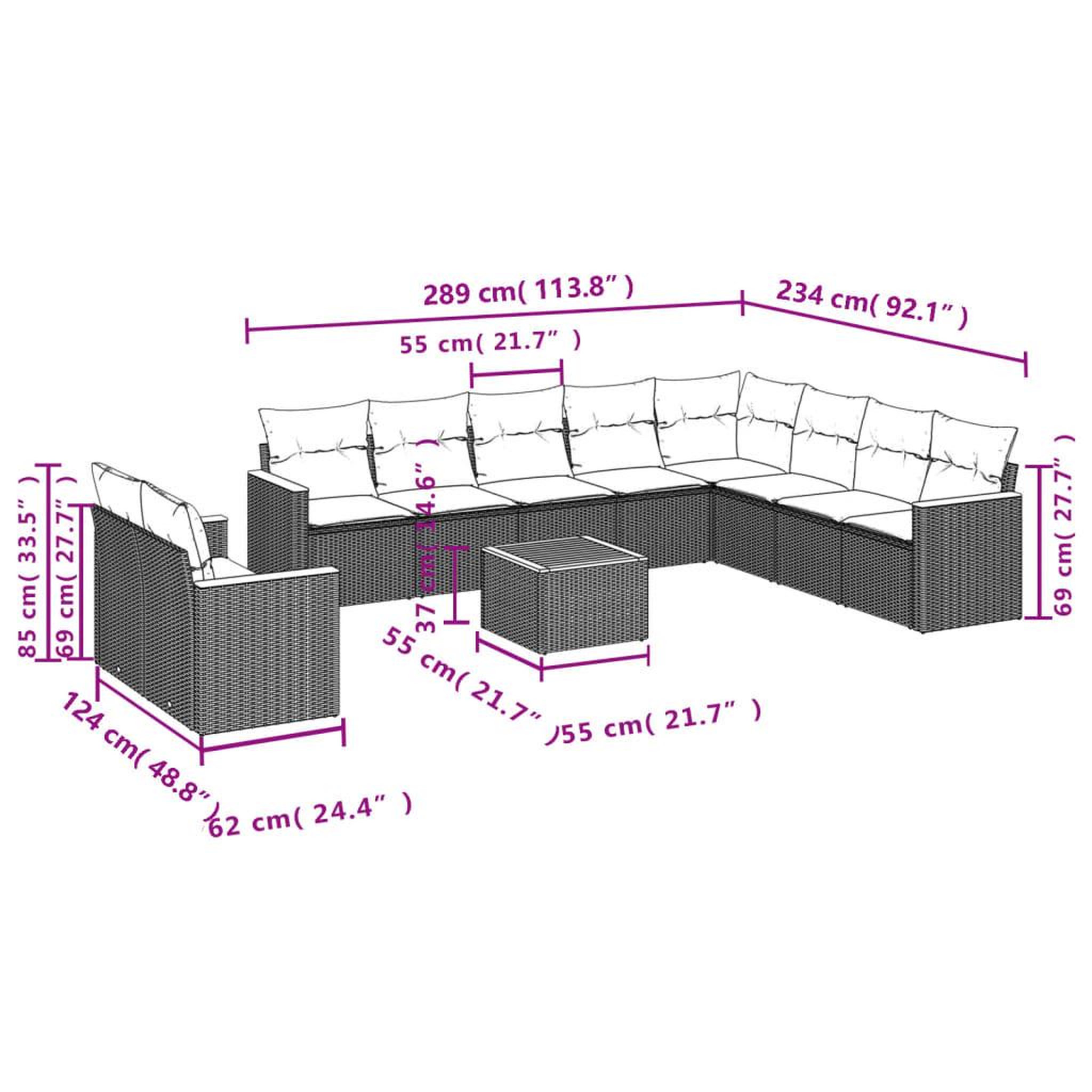 Voir la diapositive 6 : VIDAXL Salon de jardin et coussins 11 pcs melange beige resine tressee