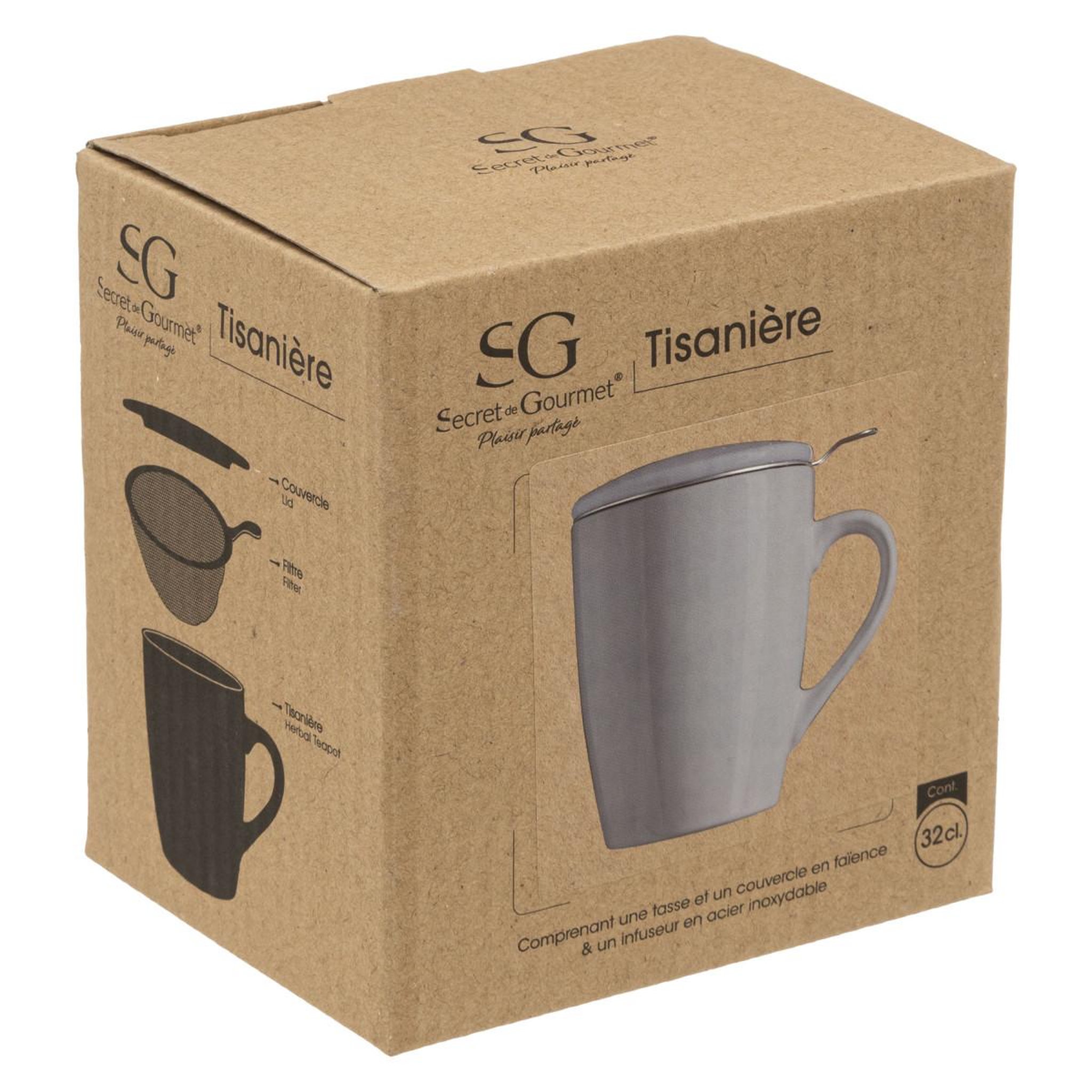 Voir la diapositive 5 : SECRET DE GOURMET Tisanière en faïence  colorama  32cl gris