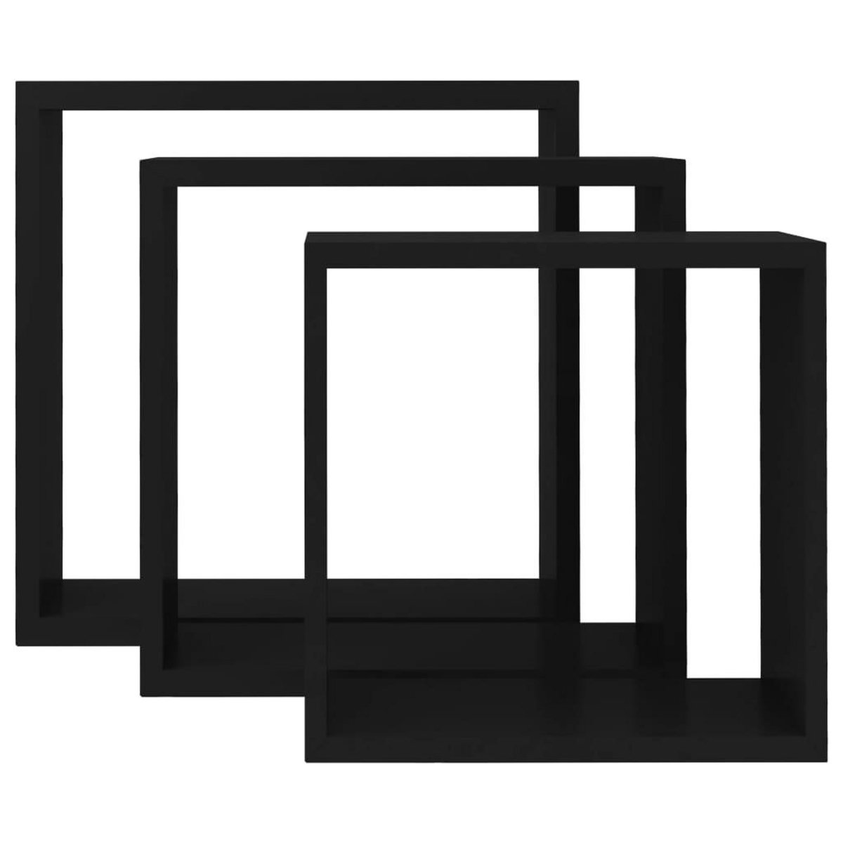VIDAXL Etageres murales sous forme de cube 3 pcs Noir MDF