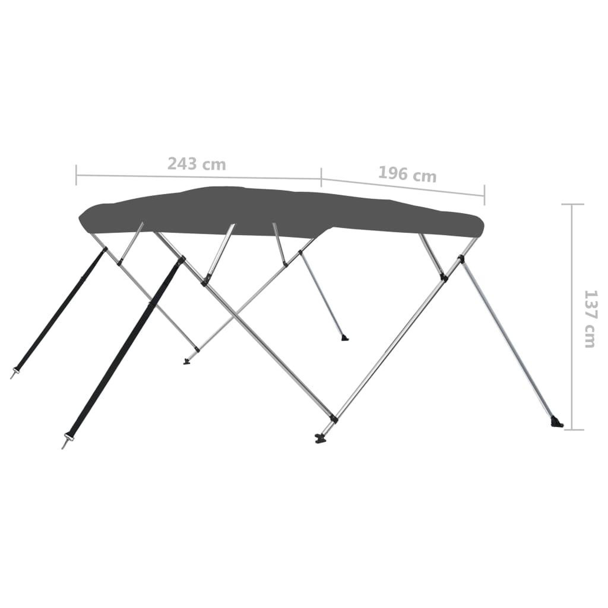 Voir la diapositive 6 : VIDAXL Auvent bimini a 4 arceaux Anthracite 243x196x137 cm