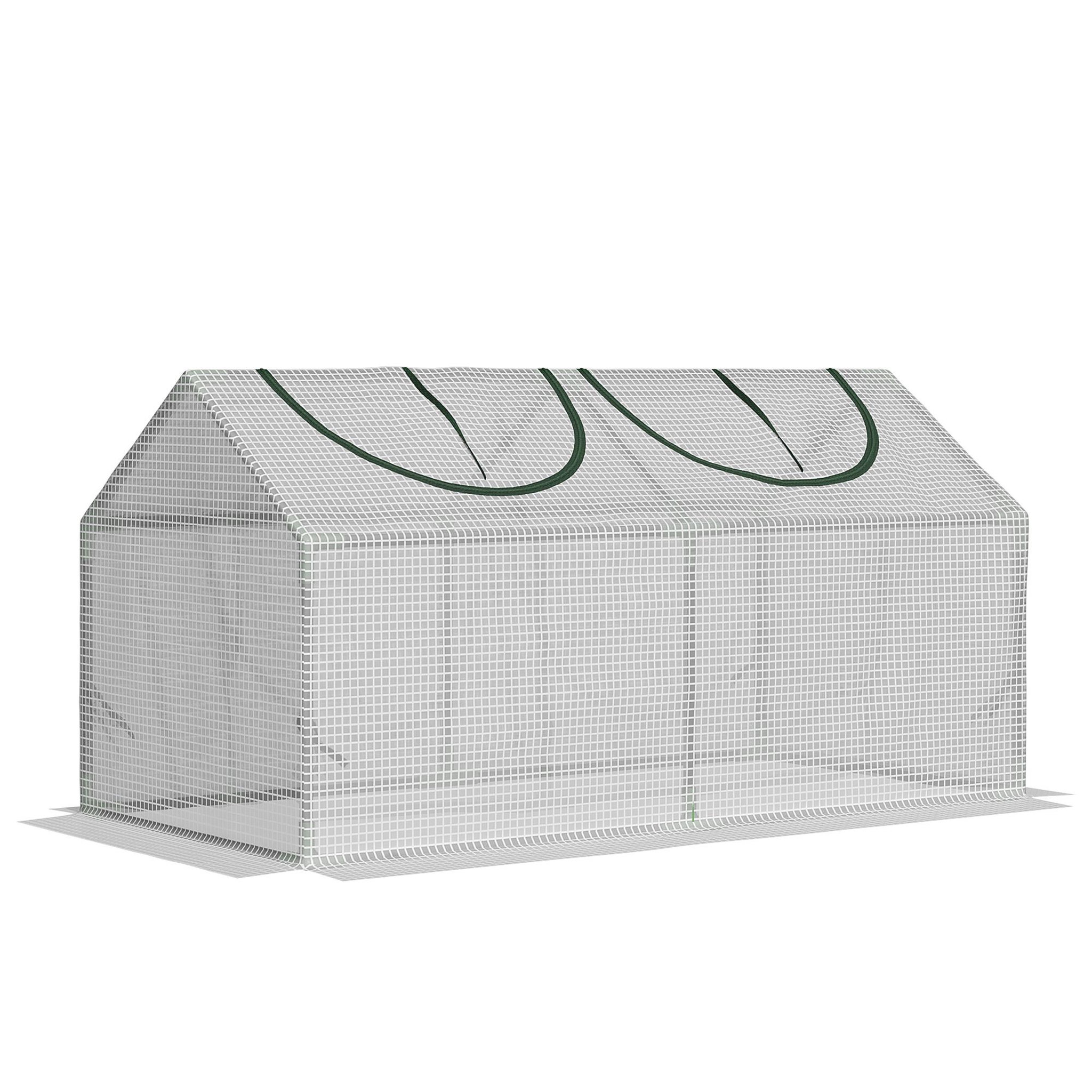 OUTSUNNY Mini serre de jardin serre à tomates 120 x 60 x 60 cm 2 fenêtres zippées enroulables acier thermolaqué pe haute densité blanc