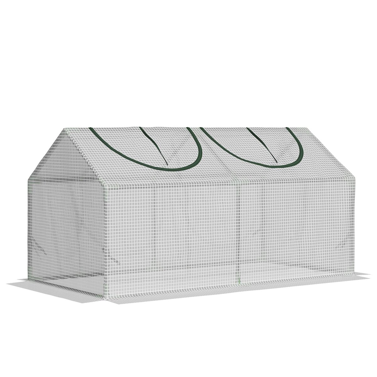 OUTSUNNY Mini serre de jardin serre à tomates 120 x 60 x 60 cm 2 fenêtres zippées enroulables acier thermolaqué PE haute densité blanc