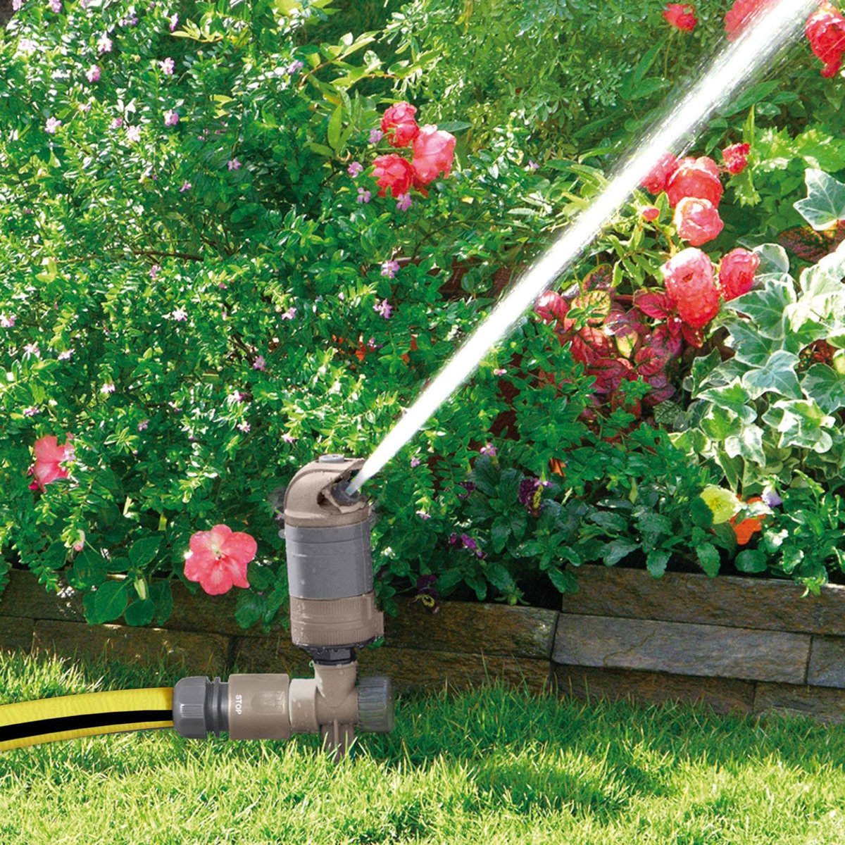 Jardibric Arroseur rotatif turbine de surface 2 jets sur pic passant