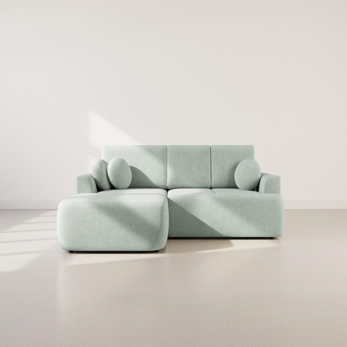 BEST MOBILIER Candela - canapé d'angle gauche 4 places - convertible avec coffre - en tissu bouclette