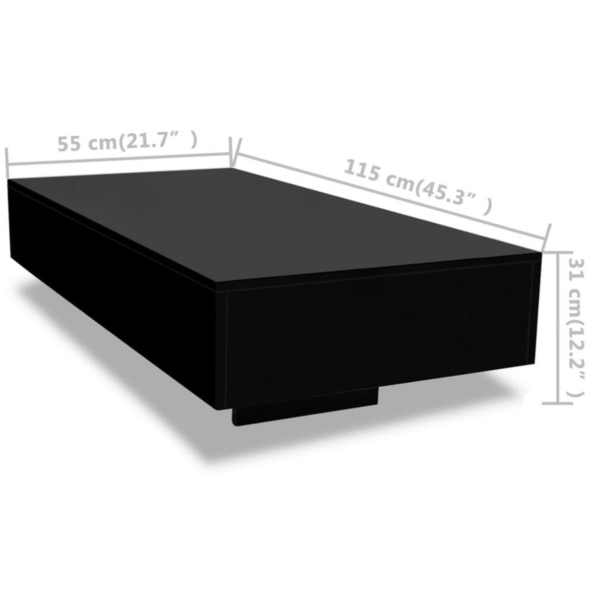 VIDAXL Table basse noir brillant