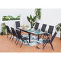 Voir la diapositive 2 : CONCEPT USINE Table de jardin extensible et 8 fauteuils en alu et toile PVC BRESCIA