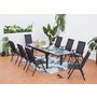 Voir la diapositive 2 : CONCEPT USINE Table de jardin extensible et 8 fauteuils en alu et toile PVC BRESCIA