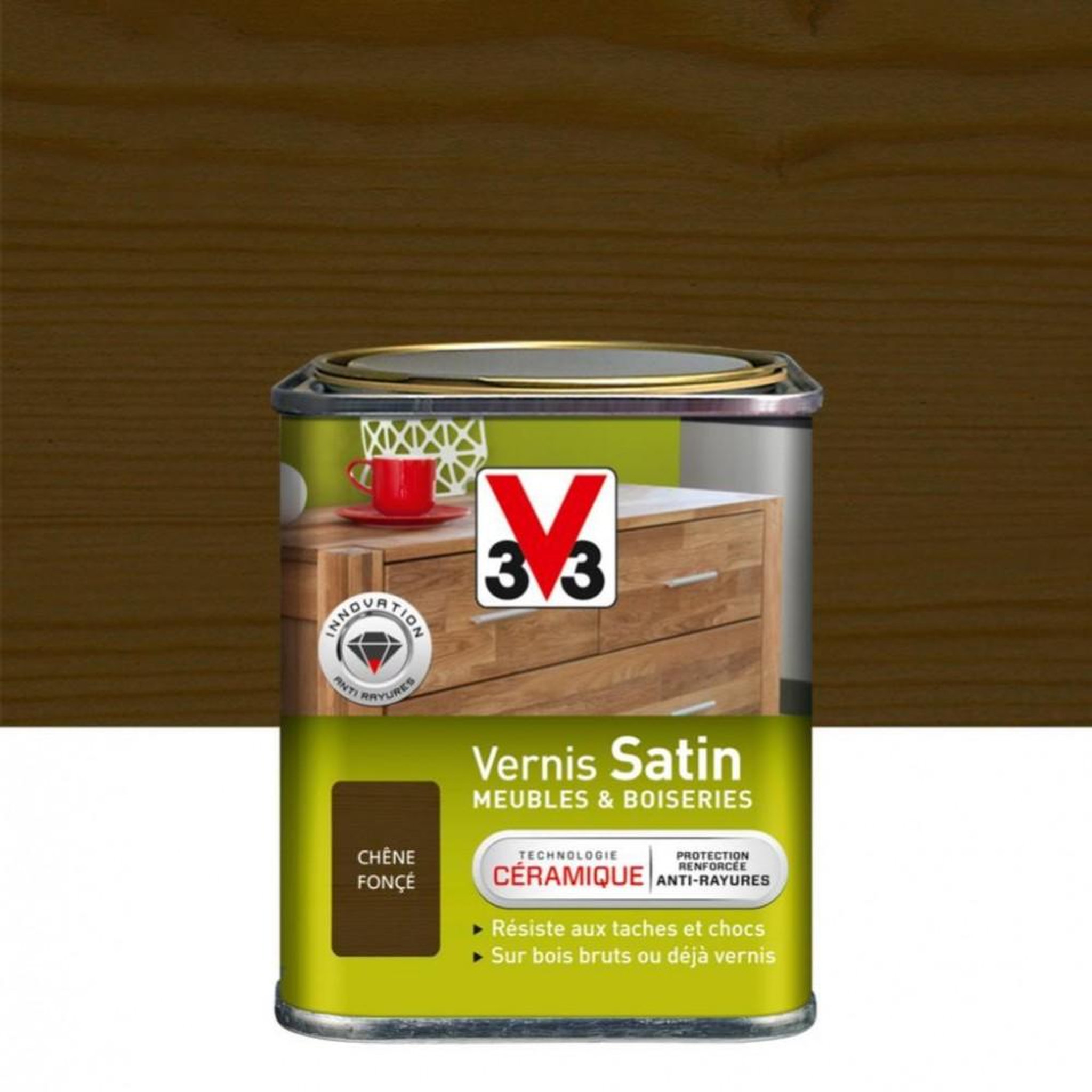 CENTRALE BRICO Vernis meuble et objet V33, chêne foncé satiné, 0.25l