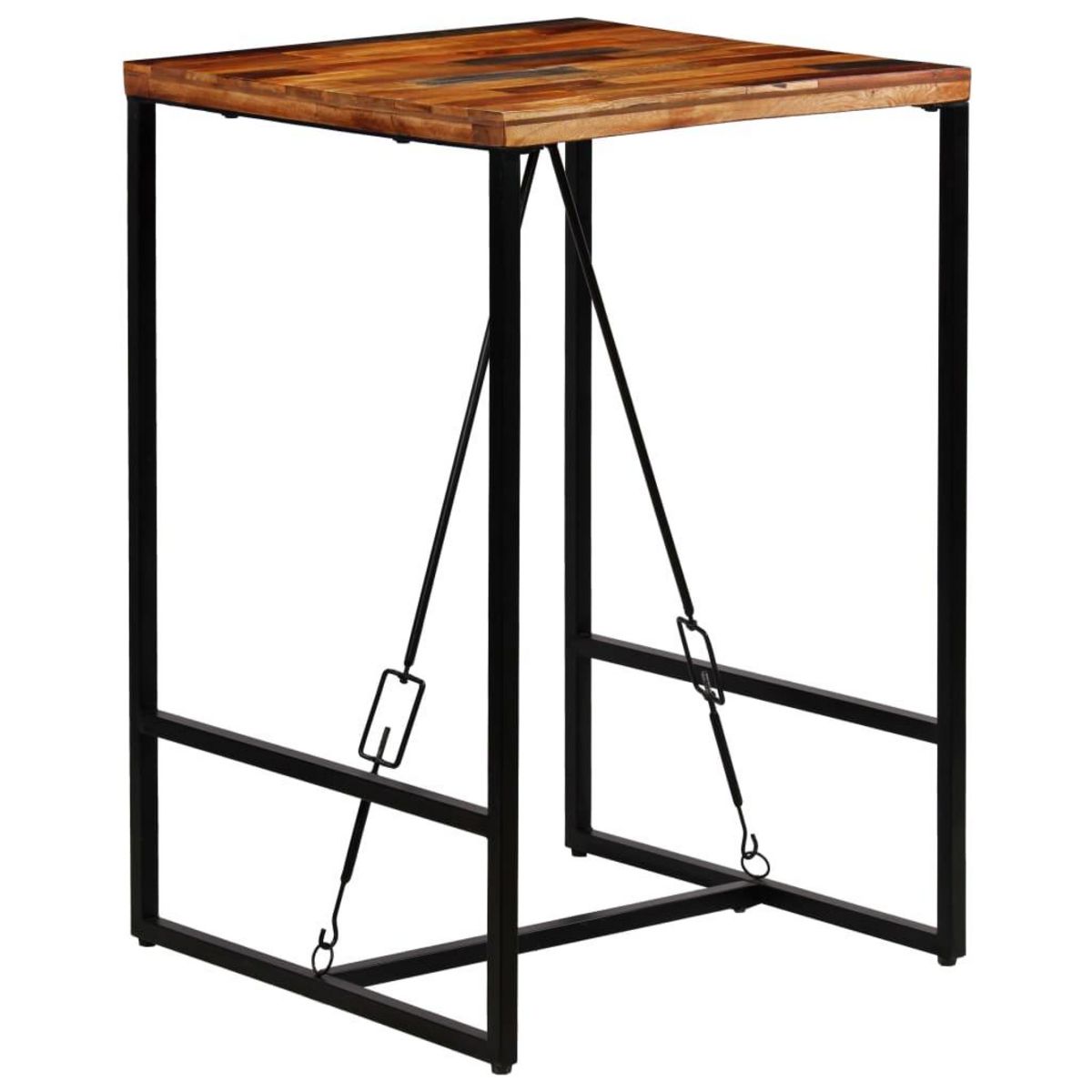 VIDAXL Ensemble de bar 3 pcs Bois massif recycle et cuir de chevre