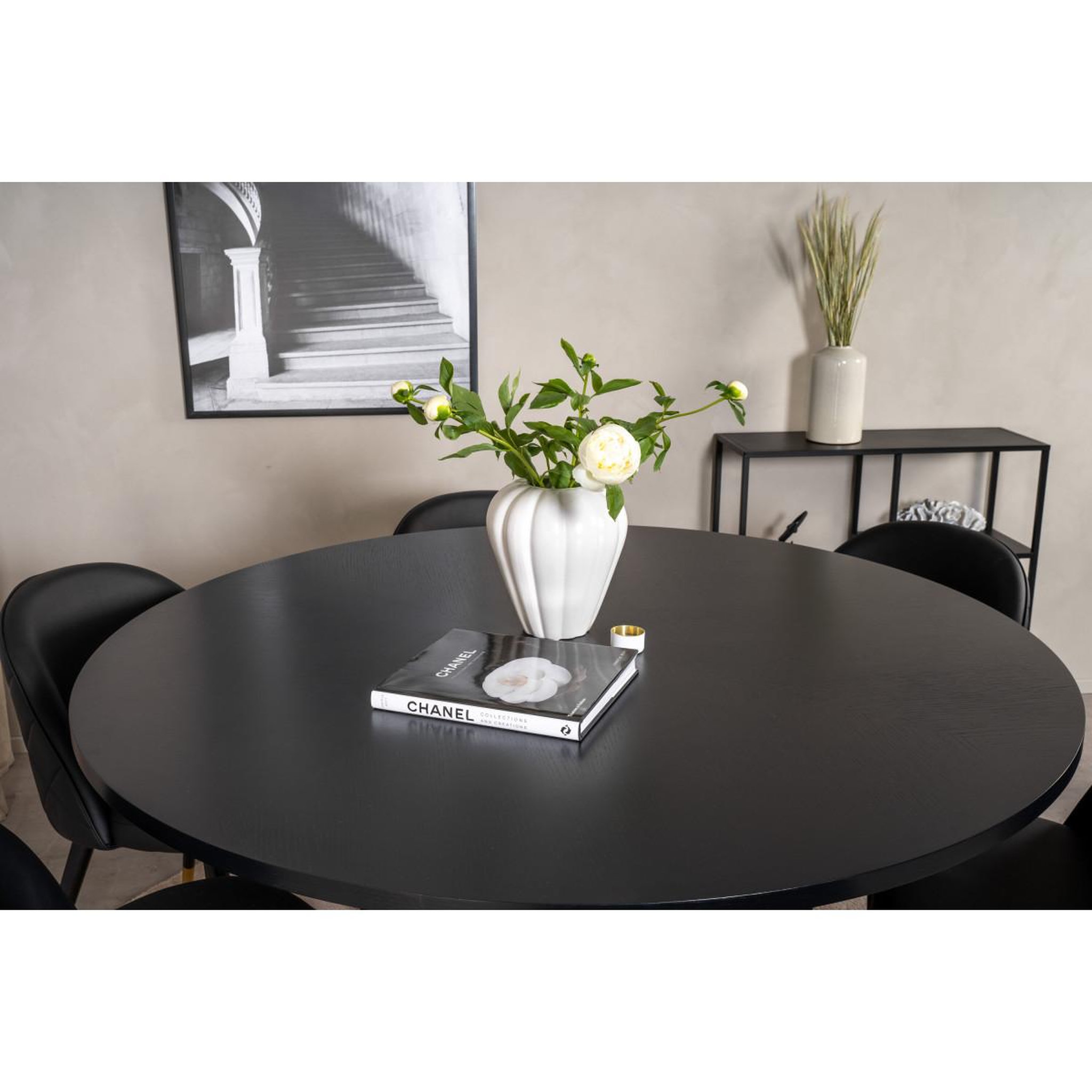 Voir la diapositive 4 : Paris Prix Ensemble table à manger & 6 chaises  copenhagen & velvet  140cm noir