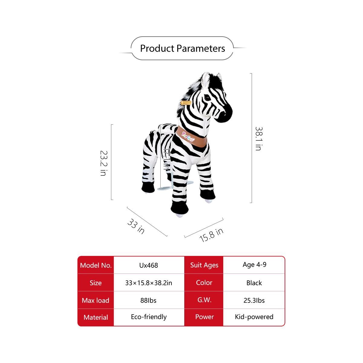 Ponycycle Zebre à monter Grand Modèle pour 4 à 9 ans