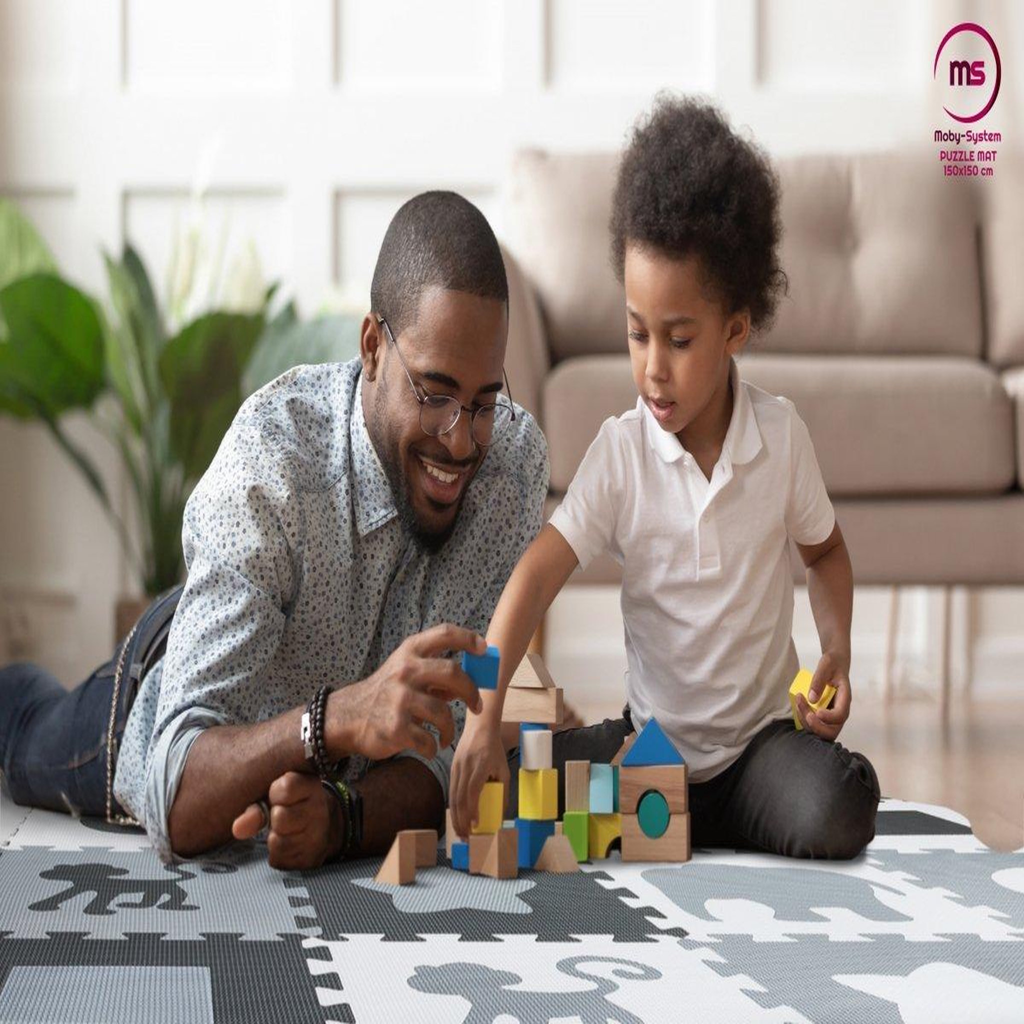 Voir la diapositive 2 : MOBY SYSTEM Tapis d'eveil Tapis de Puzzle en Mousse EVA pour Bébé 150 x 150- Grand Tapis de Jeu avec Rebord
