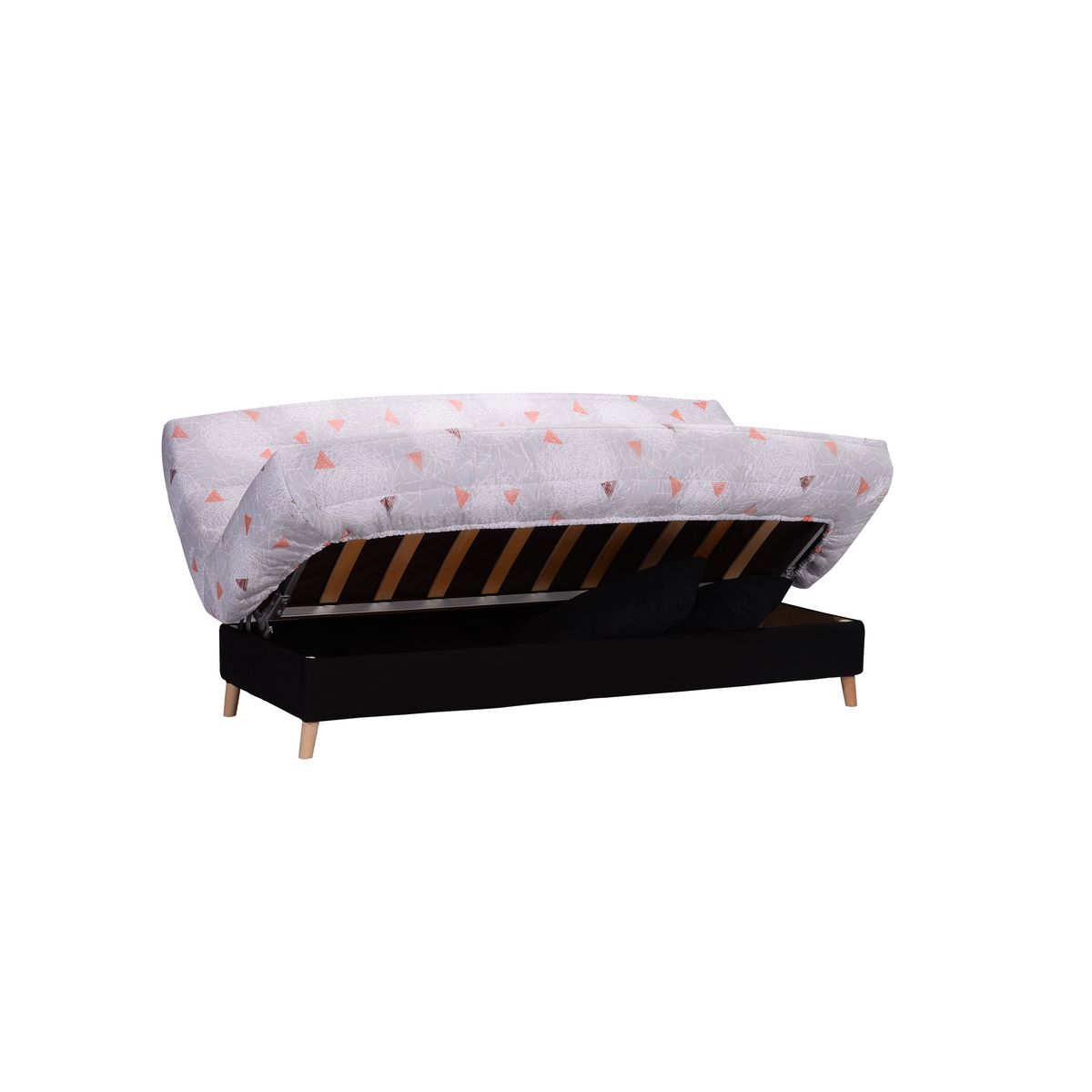Banquette clic-clac MANAE, matelas 12cm, 25kg/m3 tissu motifs