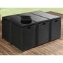 Voir la diapositive 5 : BEST MOBILIER Fira - salon de jardin encastrable 10 places - en résine tressée - noir avec coussins beiges + housse de protection