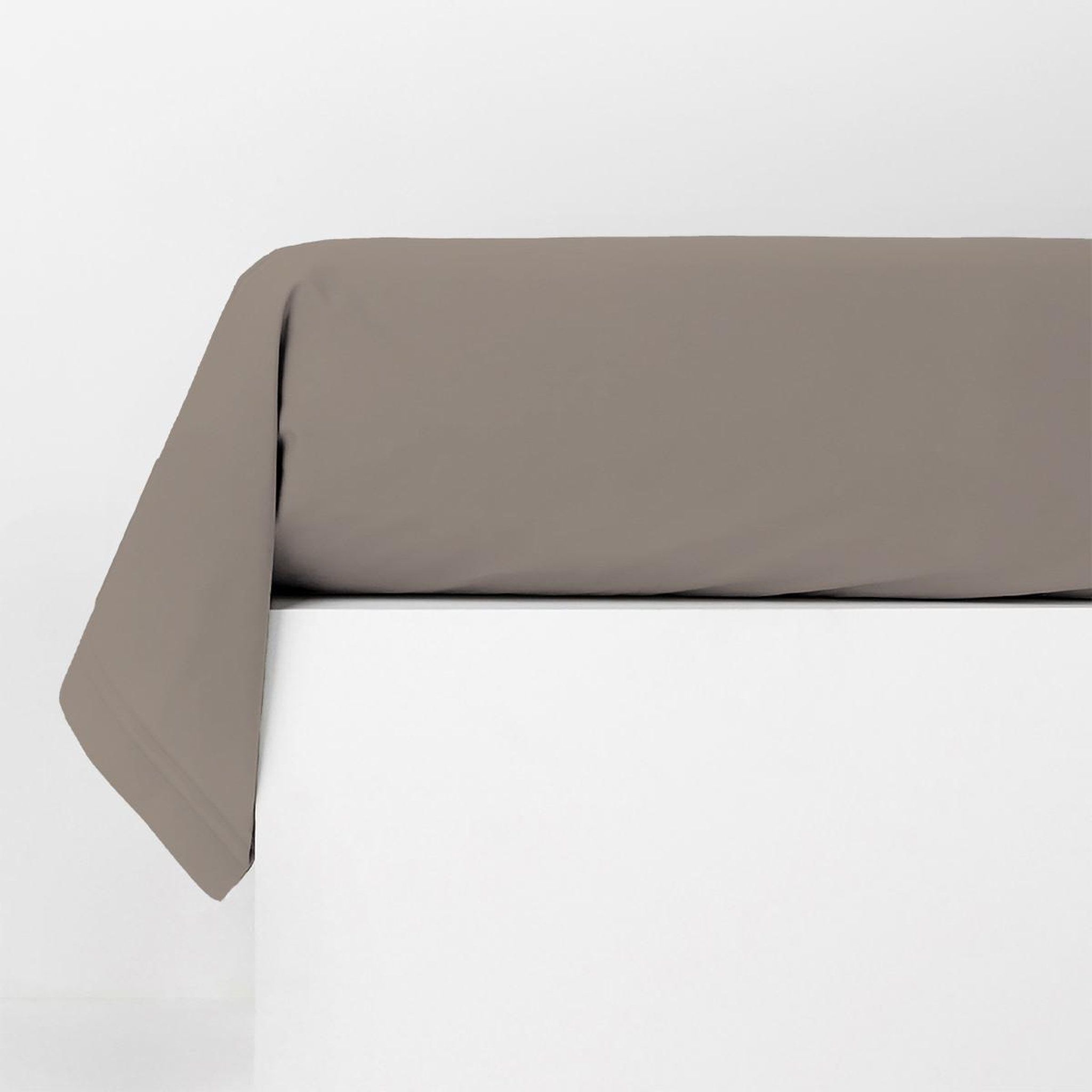 Voir la diapositive 2 : FUTURE HOME Taie traversin en coton 57 fils unie taupe 85x185cm