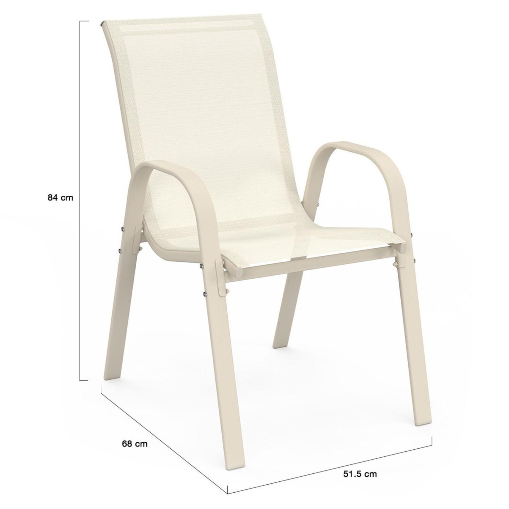Voir la diapositive 6 : ID MARKET Lot de 6 chaises de jardin lyma métal et textilène empilables beige