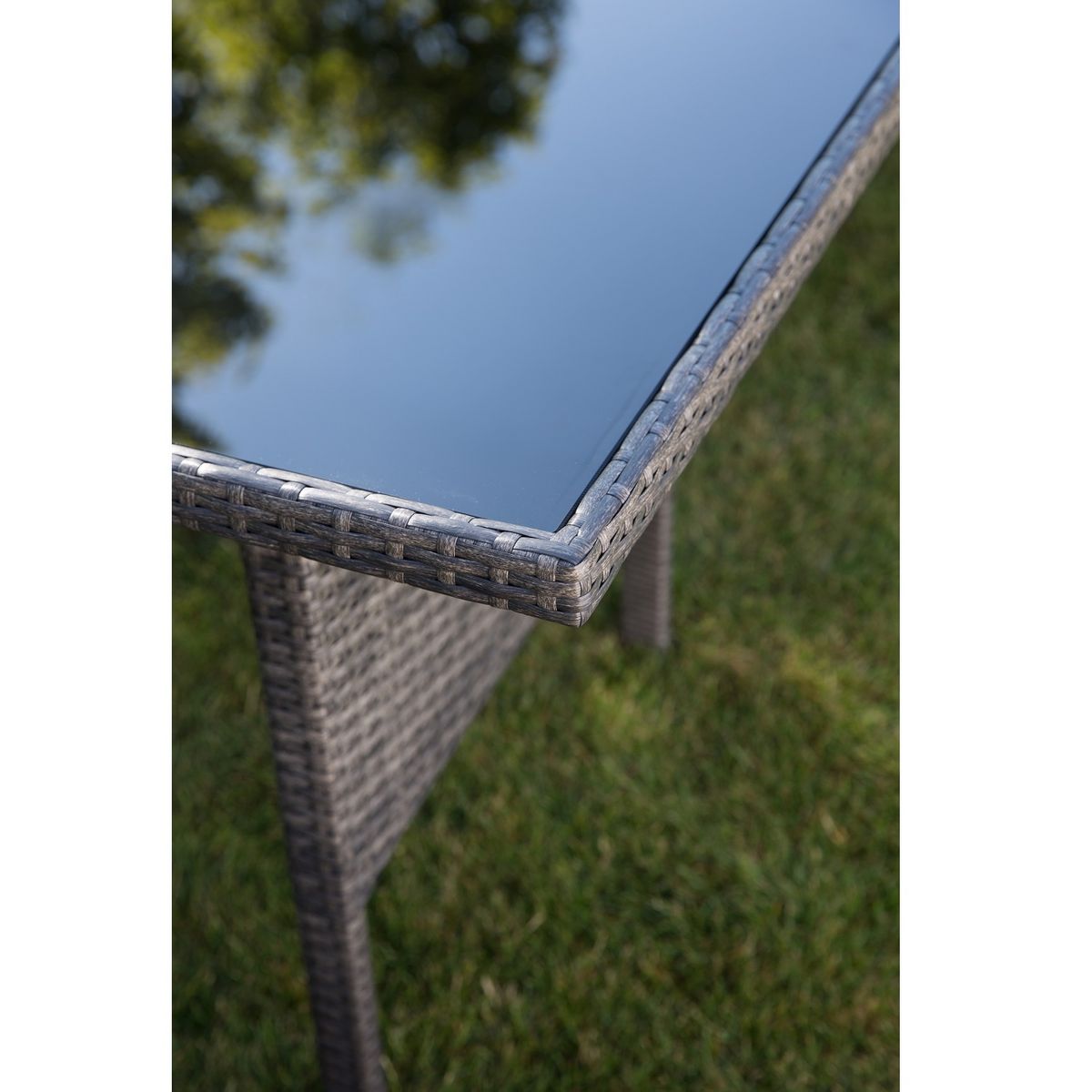 GARDENSTAR Salon bas de jardin - 8 places - Acier/bois - Gris - CANCUN