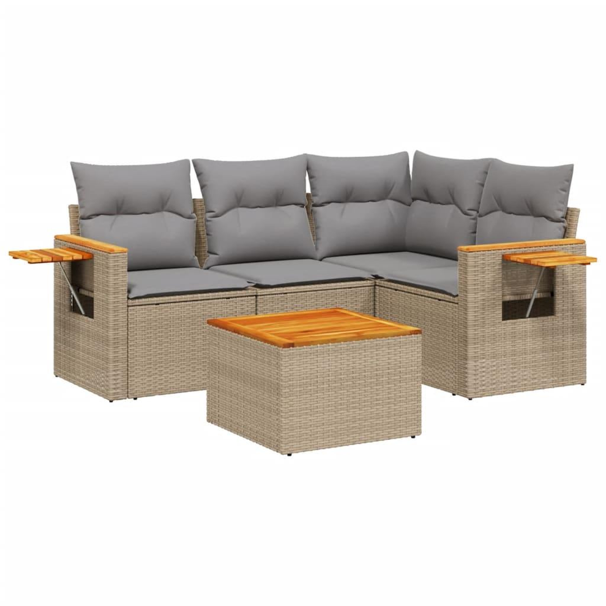 Voir la diapositive 2 : VIDAXL Salon de jardin avec coussins 5 pcs beige resine tressee
