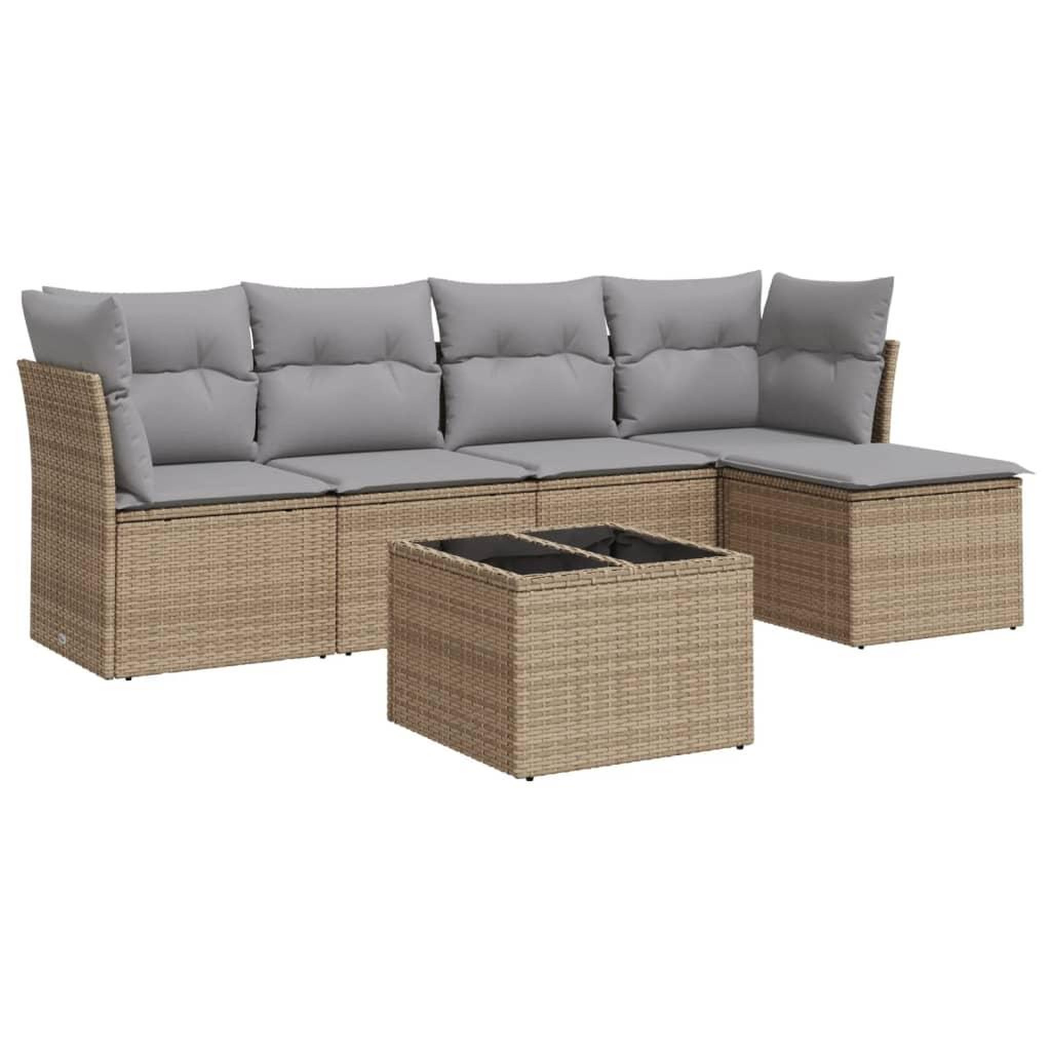 Voir la diapositive 2 : VIDAXL Salon de jardin avec coussins 6 pcs beige resine tressee