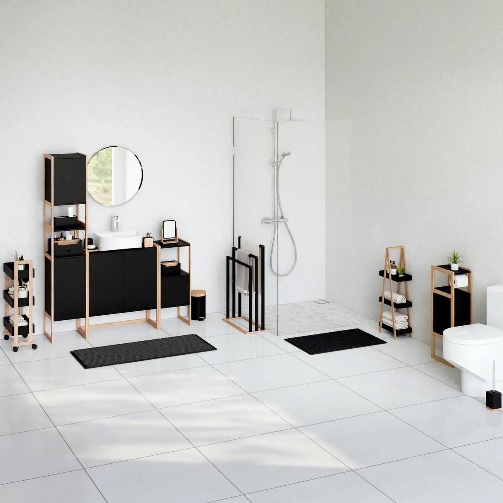 Voir la diapositive 2 : FIVE Brosse wc design  natureo  35cm noir