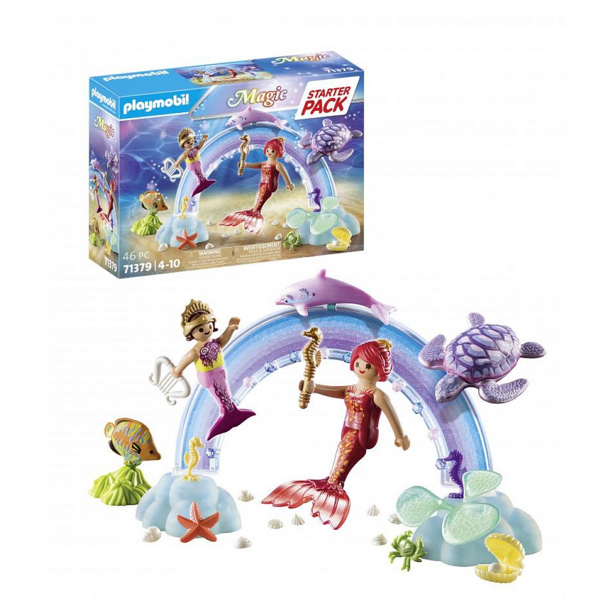 Voir la diapositive 4 : PLAYMOBIL Pack de Démarrage Sirènes et Arc-en-Ciel avec Personnages et Animaux Marins