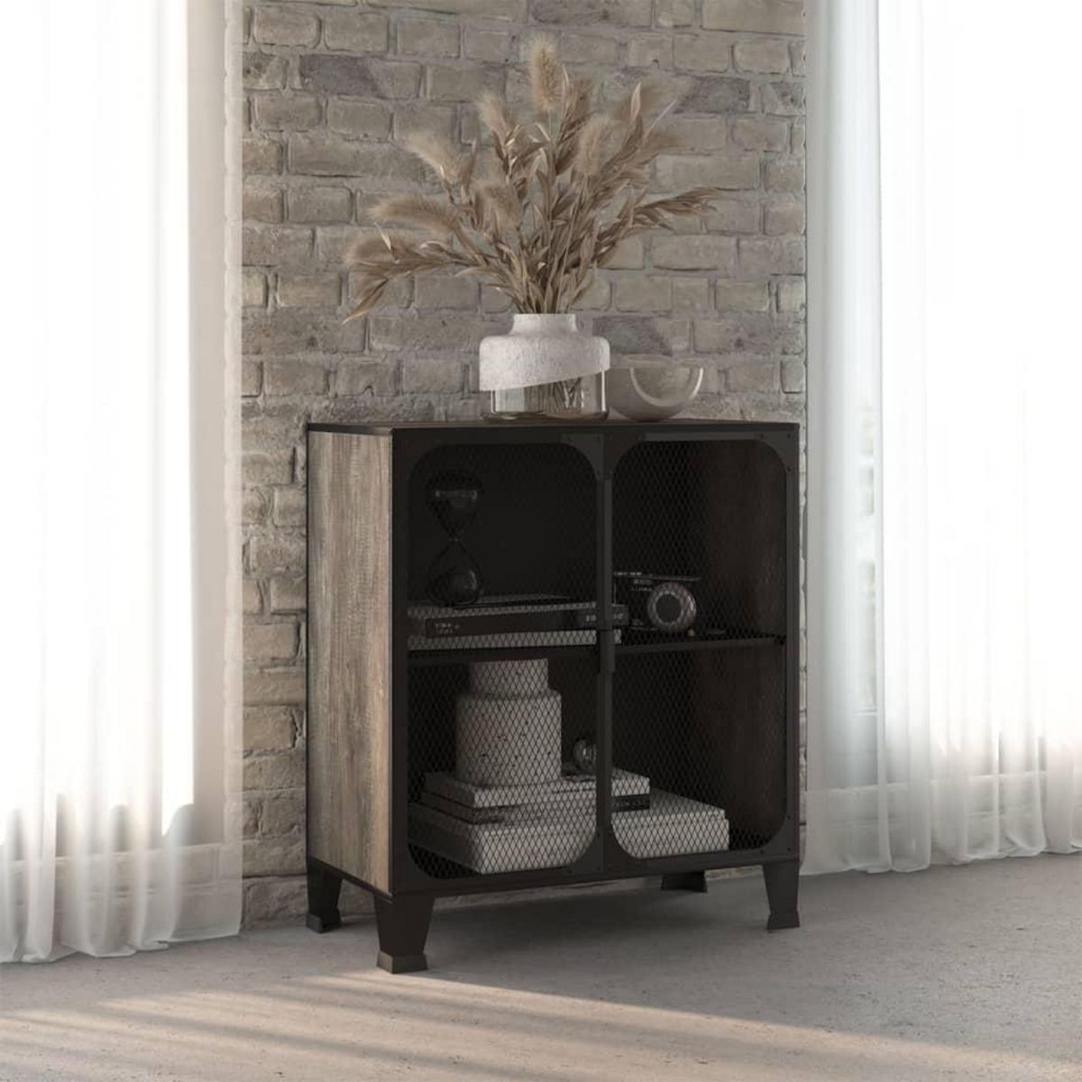 VIDAXL Armoire de rangement Gris 72x36x82 cm Metal et MDF