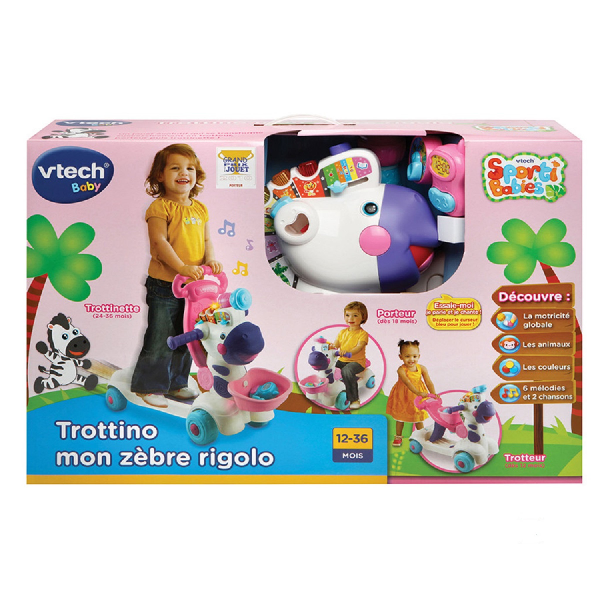 Voir la diapositive 4 : VTECH Trottino Mon zèbre rigolo rose