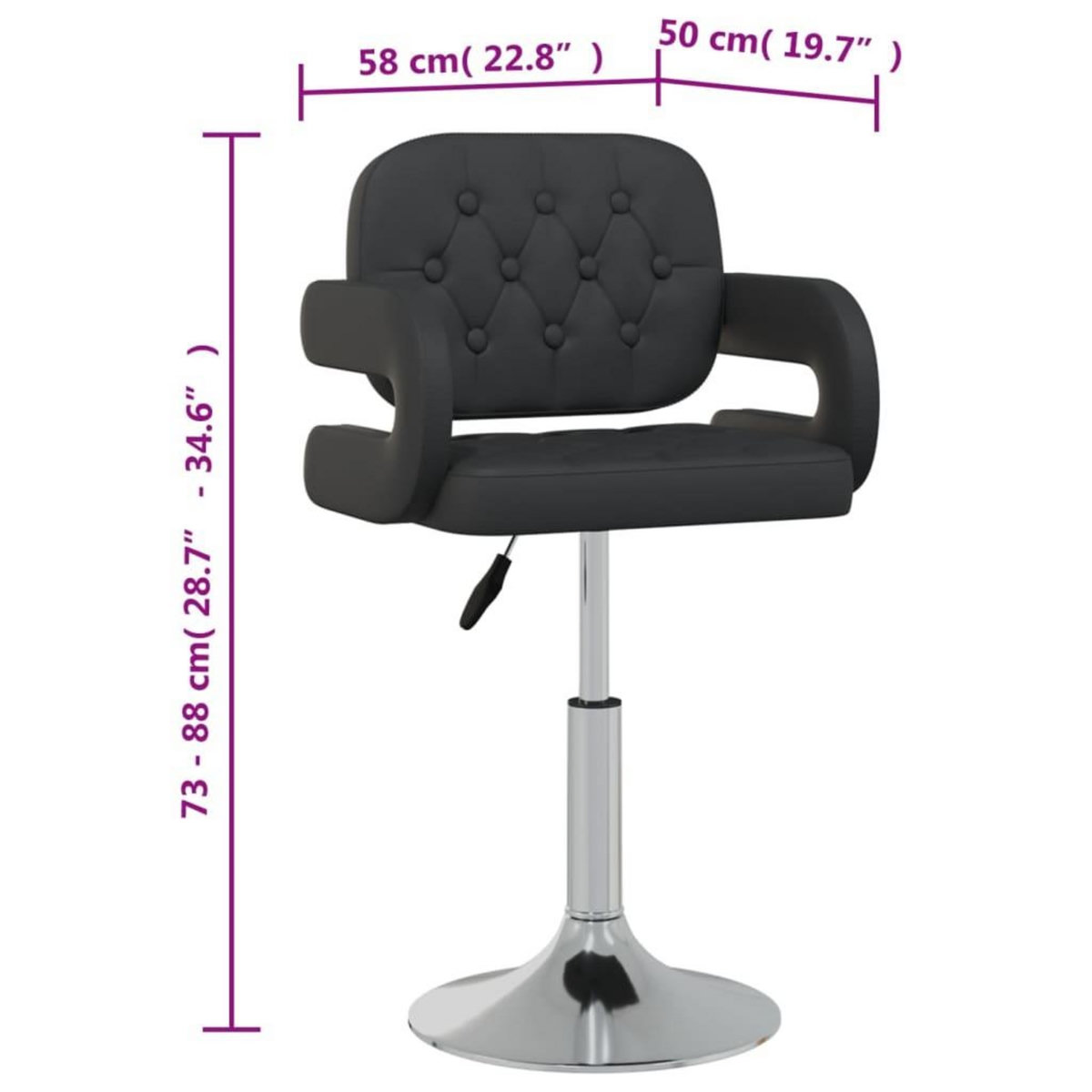VIDAXL Chaises pivotantes a manger lot de 6 noir similicuir