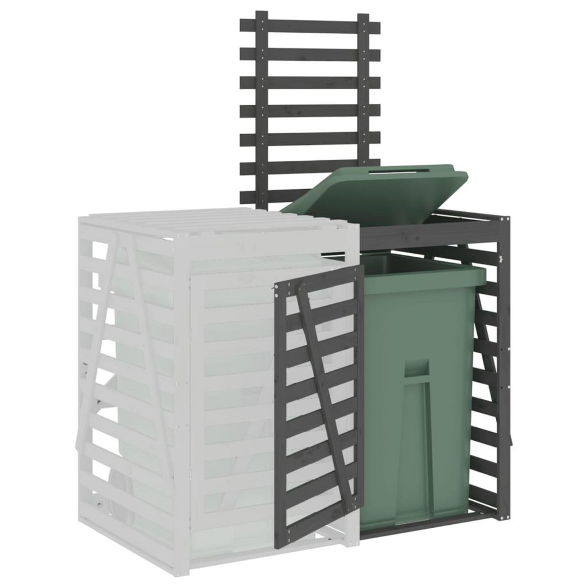 VIDAXL Extension d'abri de poubelle sur roulettes gris bois massif pin