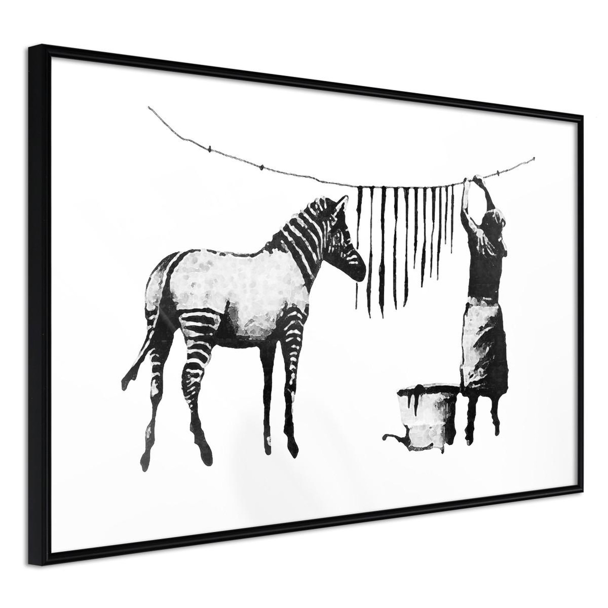 Paris Prix Affiche murale encadrée  banksy washing zebra stripes. Coloris disponibles : Jaune, Noir
