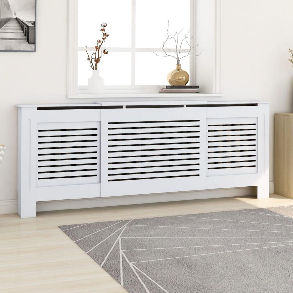 VIDAXL Cache-radiateur MDF Blanc 205 cm