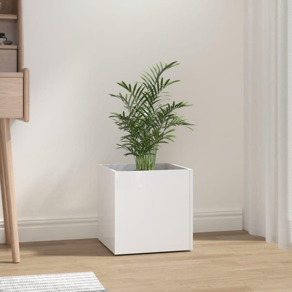 VIDAXL Jardiniere Blanc brillant 40x40x40 cm Bois d'ingenierie