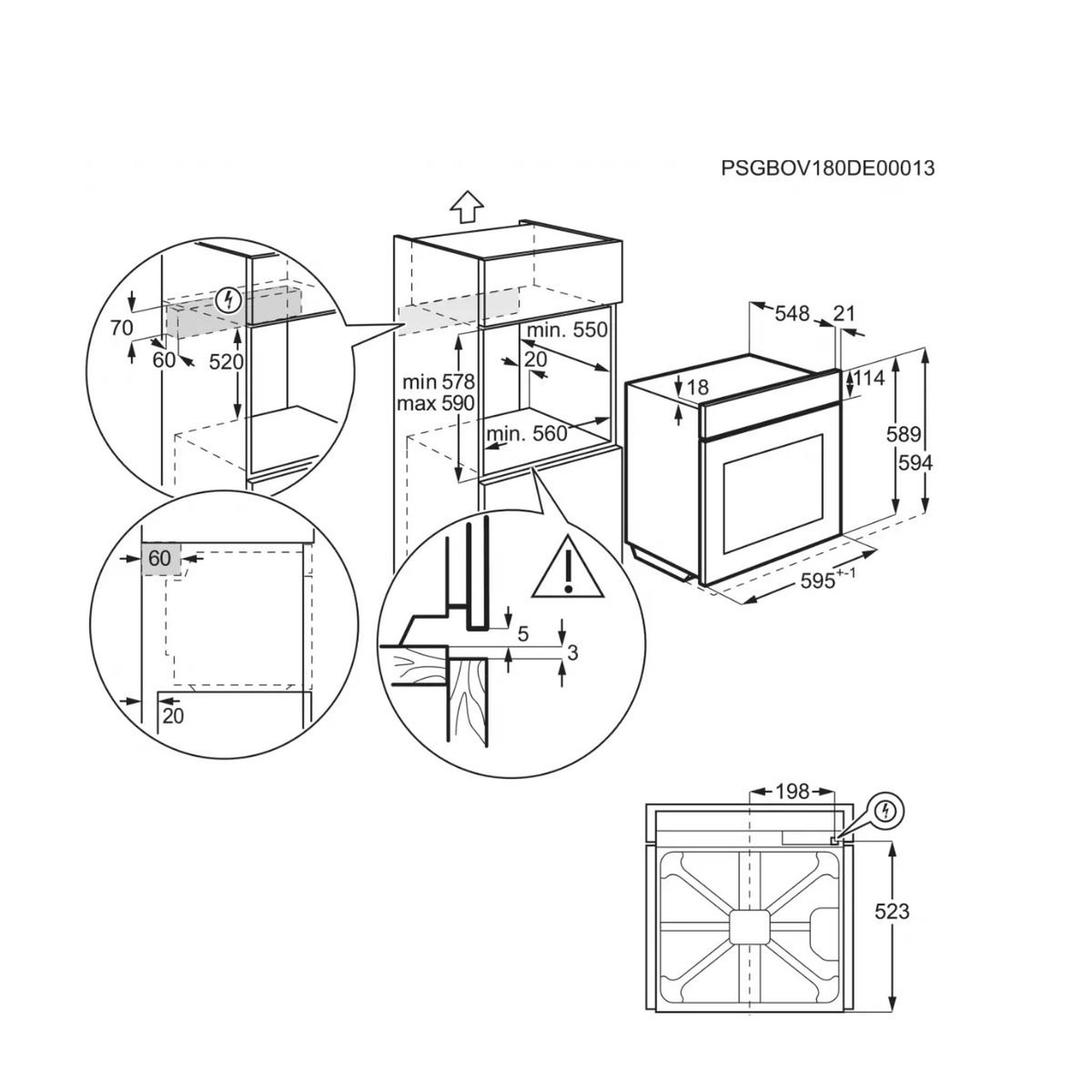 Voir la diapositive 6 : ELECTROLUX Four intégrable 72l 60cm pyrolyse inox - eof6p46rx