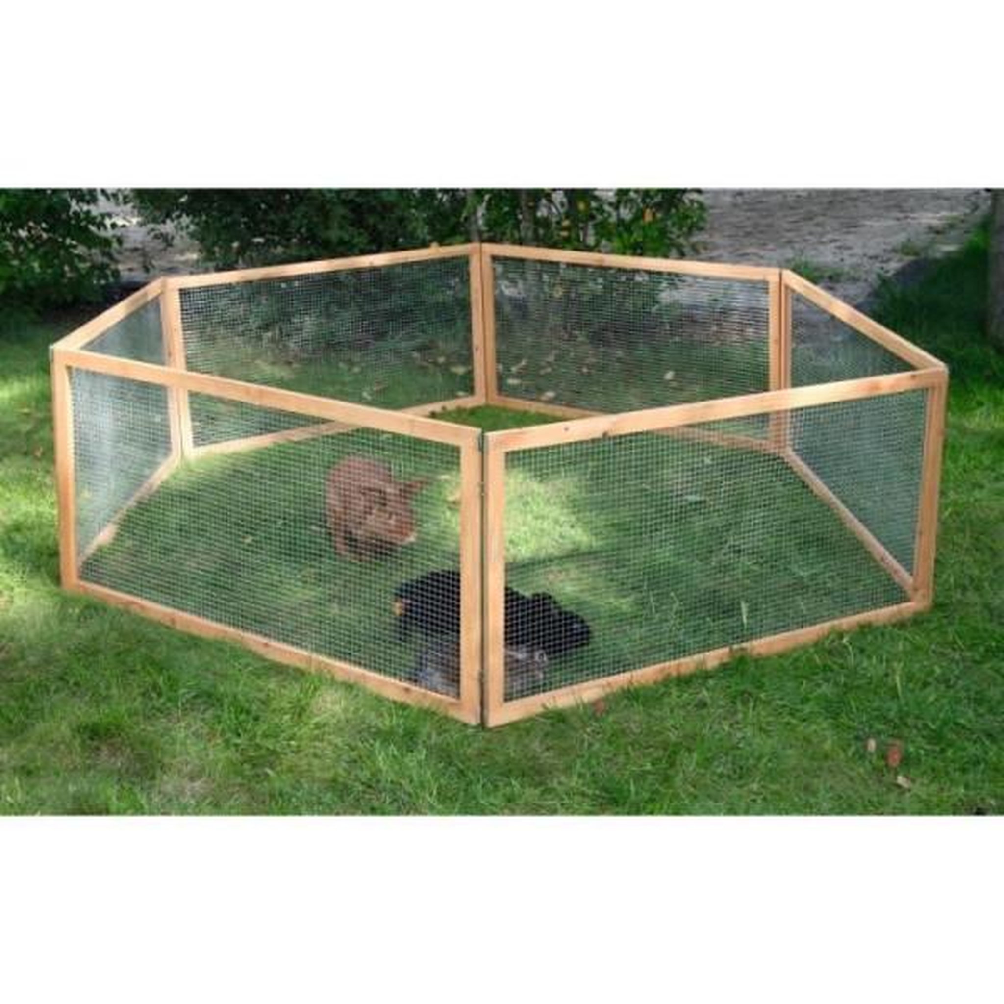 Voir la diapositive 2 : KERBL KERBL - Enclos extérieur pour rongeurs - Vario Bois - Grillage fin - Dimensions 120x120x59cm
