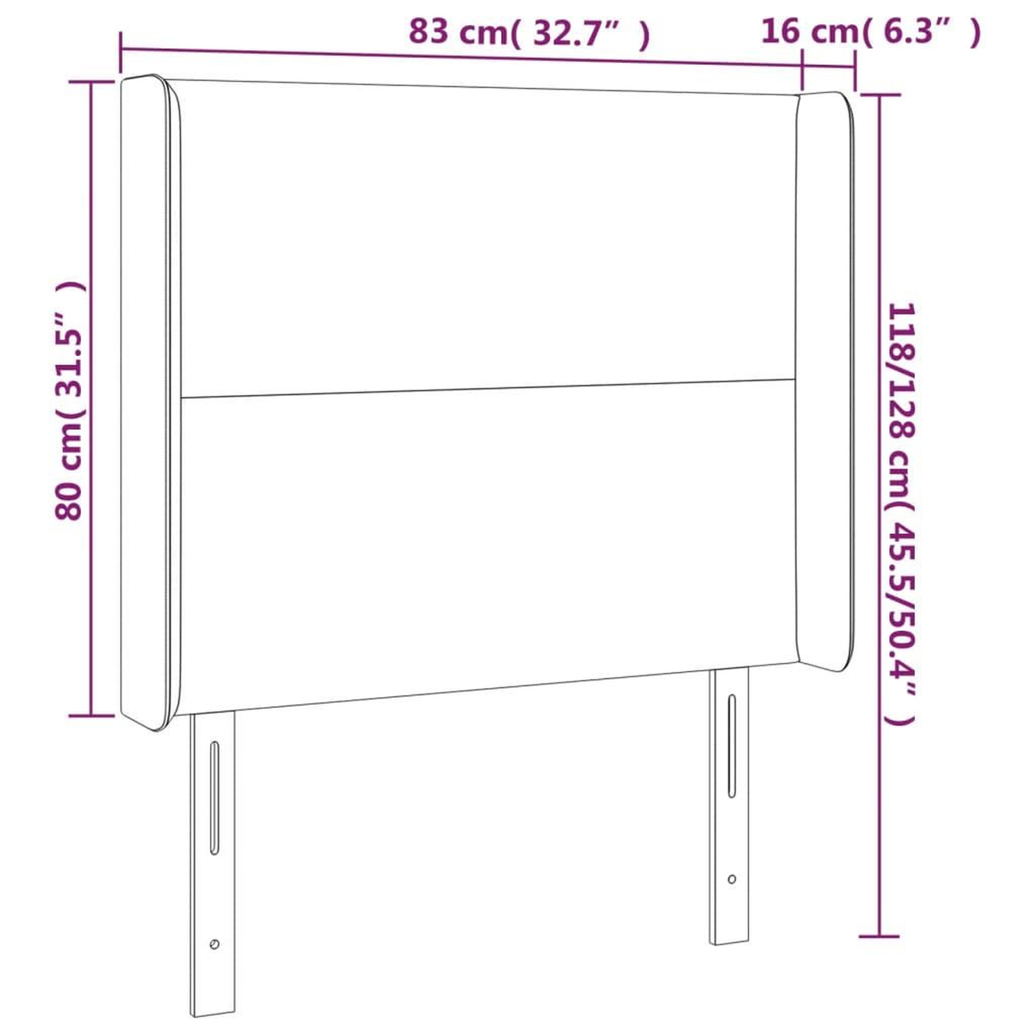 Voir la diapositive 6 : VIDAXL Tete de lit avec oreilles Noir 83x16x118/128 cm Similicuir